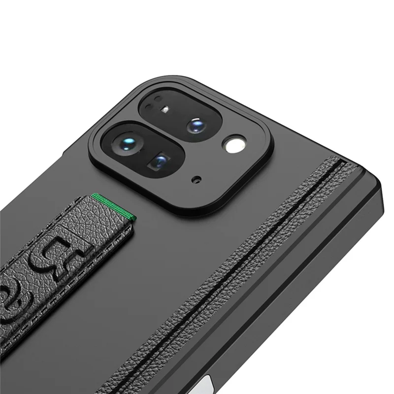 GKK For Google Pixel 10 Pro Fold Case with Hand Strap Magnetic Hinge Protection PC Tempered Glass Phone Shell - Black
