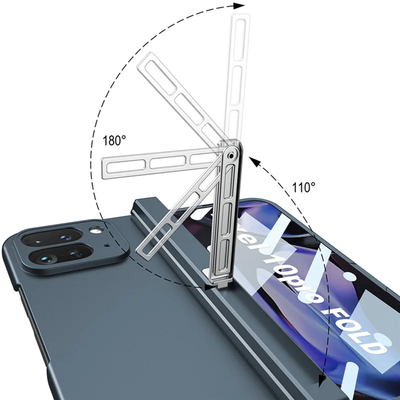 GKK For Google Pixel 10 Pro Fold Kickstand Case Magnetic Hinge Protection PC + Tempered Glass Phone Shell - Black