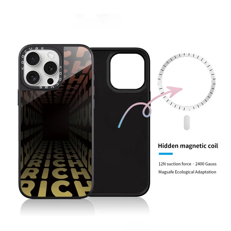 For iPhone 16 Pro Max Case High Aluminium-silicon Glass + PC + TPU Pattern Print Phone Cover Compatible with MagSafe - Style B