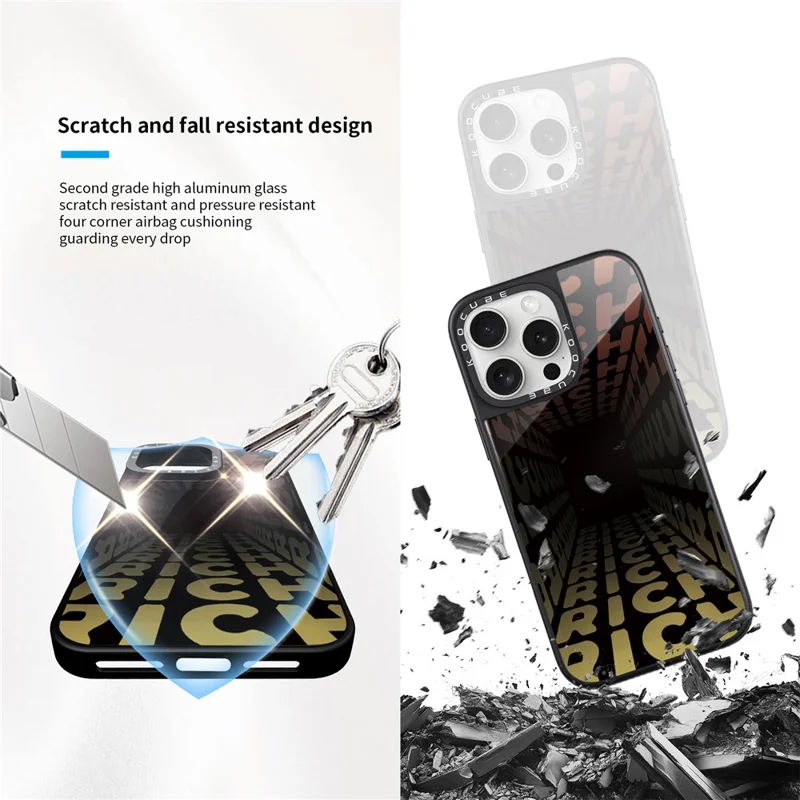 For iPhone 16 Pro Max Case High Aluminium-silicon Glass + PC + TPU Pattern Print Phone Cover Compatible with MagSafe - Style B