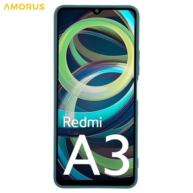 AMORUS For Xiaomi Redmi A3 4G / Poco C61 4G Case Precise Cutouts TPU Fiber Lining Shockproof Phone Cover - Army Green