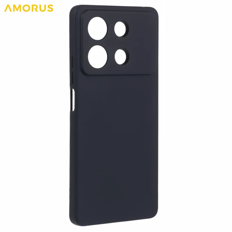 AMORUS For Xiaomi Redmi Note 13R Pro 5G Case Precise Cutouts TPU Fiber Lining Shockproof Phone Cover - Black
