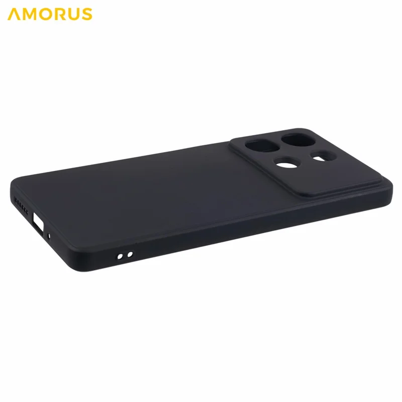 AMORUS For Xiaomi Redmi Note 13R Pro 5G Case Precise Cutouts TPU Fiber Lining Shockproof Phone Cover - Black