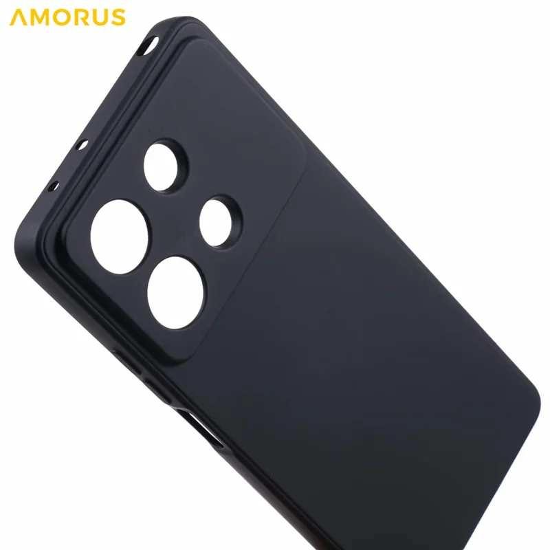 AMORUS For Xiaomi Redmi Note 13R Pro 5G Case Precise Cutouts TPU Fiber Lining Shockproof Phone Cover - Black