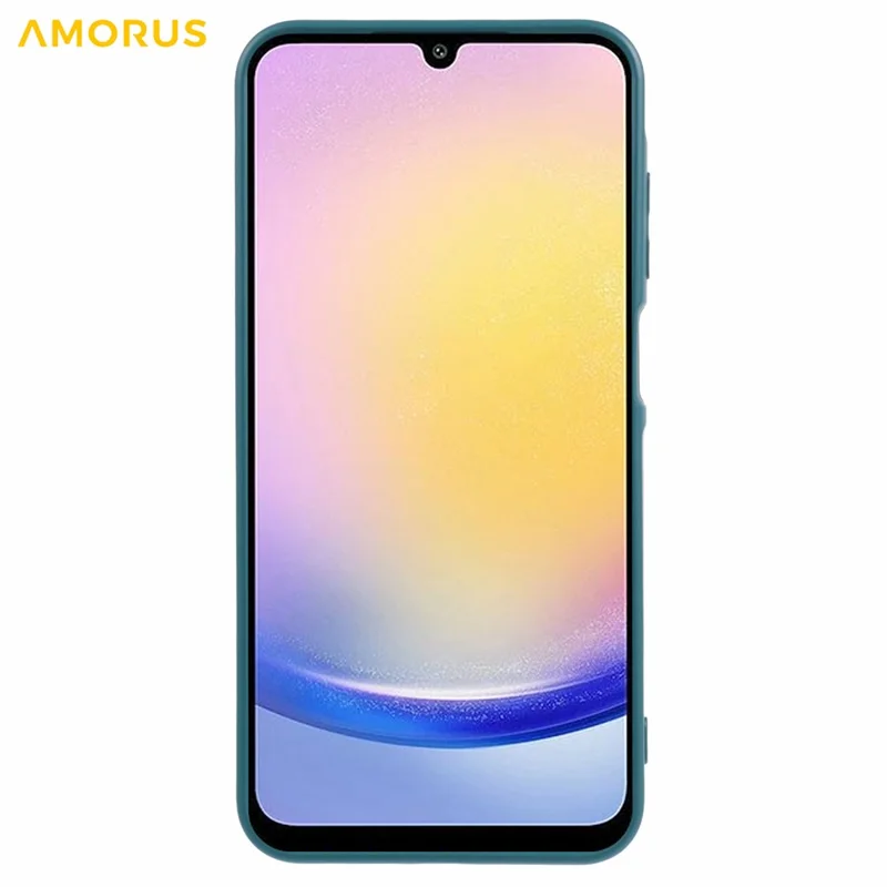 AMORUS Pour Samsung Galaxy A25 5G (Global) (161mm) Étui Découpes Précises Doublure en Fibre TPU Antichoc Coque de Téléphone - Vert Armée