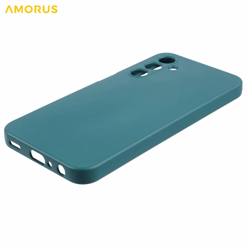 AMORUS Pour Samsung Galaxy A25 5G (Global) (161mm) Étui Découpes Précises Doublure en Fibre TPU Antichoc Coque de Téléphone - Vert Armée