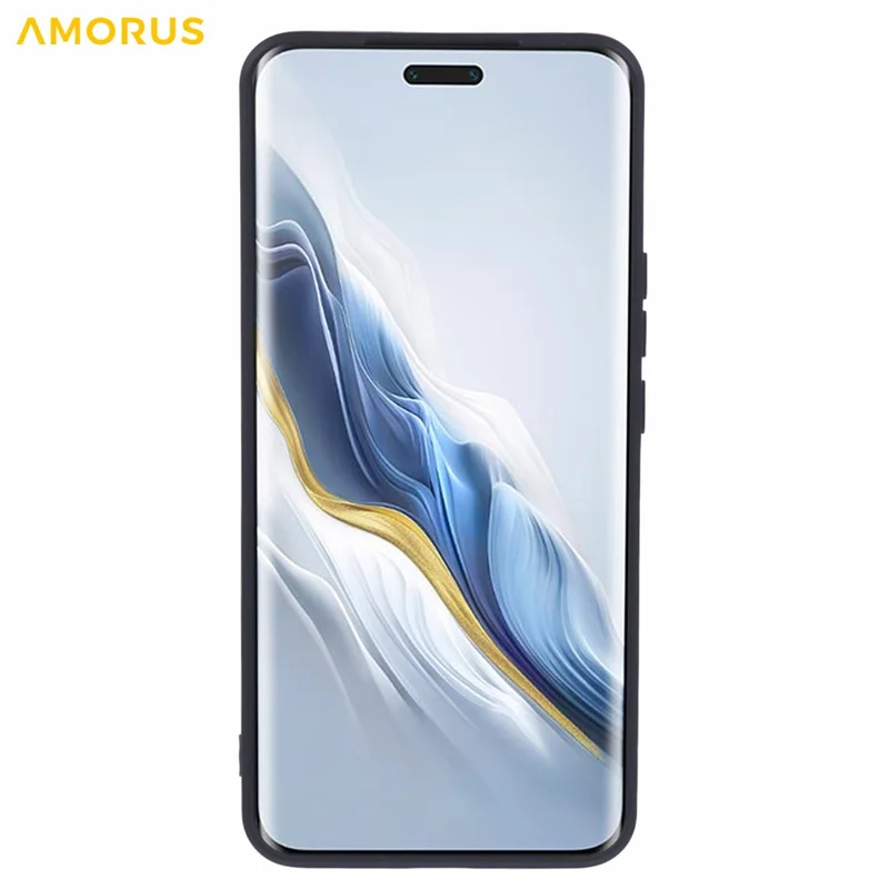 AMORUS For Honor Magic6 Pro 5G Case Precise Cutouts TPU Fiber Lining Shockproof Phone Cover - Black