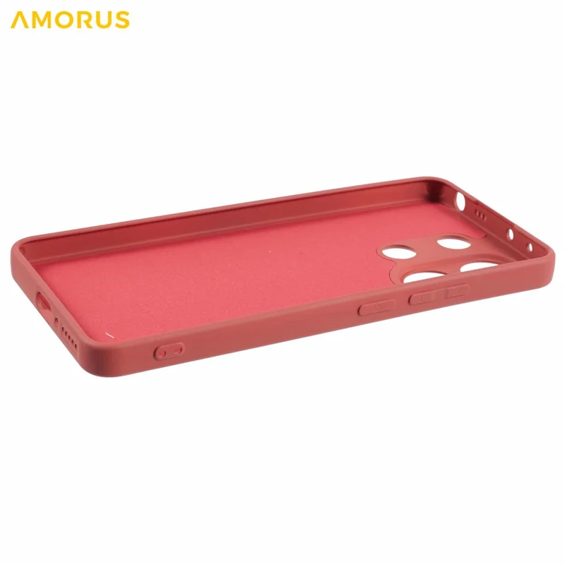 AMORUS For Xiaomi Redmi Note 13 4G Case Precise Cutouts TPU Fiber Lining Shockproof Phone Cover - Hawthorn Red