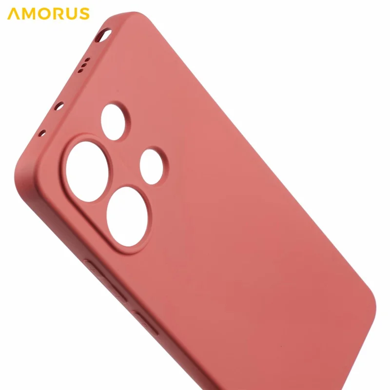 AMORUS For Xiaomi Redmi Note 13 4G Case Precise Cutouts TPU Fiber Lining Shockproof Phone Cover - Hawthorn Red