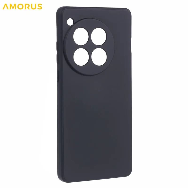 AMORUS For OnePlus Ace 3 5G Case Precise Cutouts TPU Fiber Lining Shockproof Phone Cover - Black