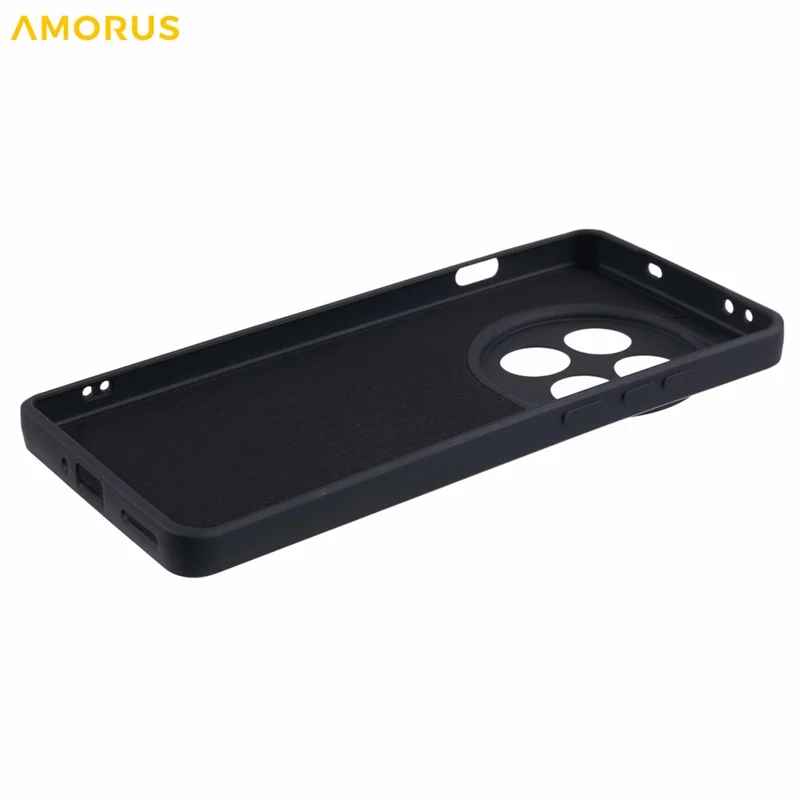 AMORUS For OnePlus Ace 3 5G Case Precise Cutouts TPU Fiber Lining Shockproof Phone Cover - Black