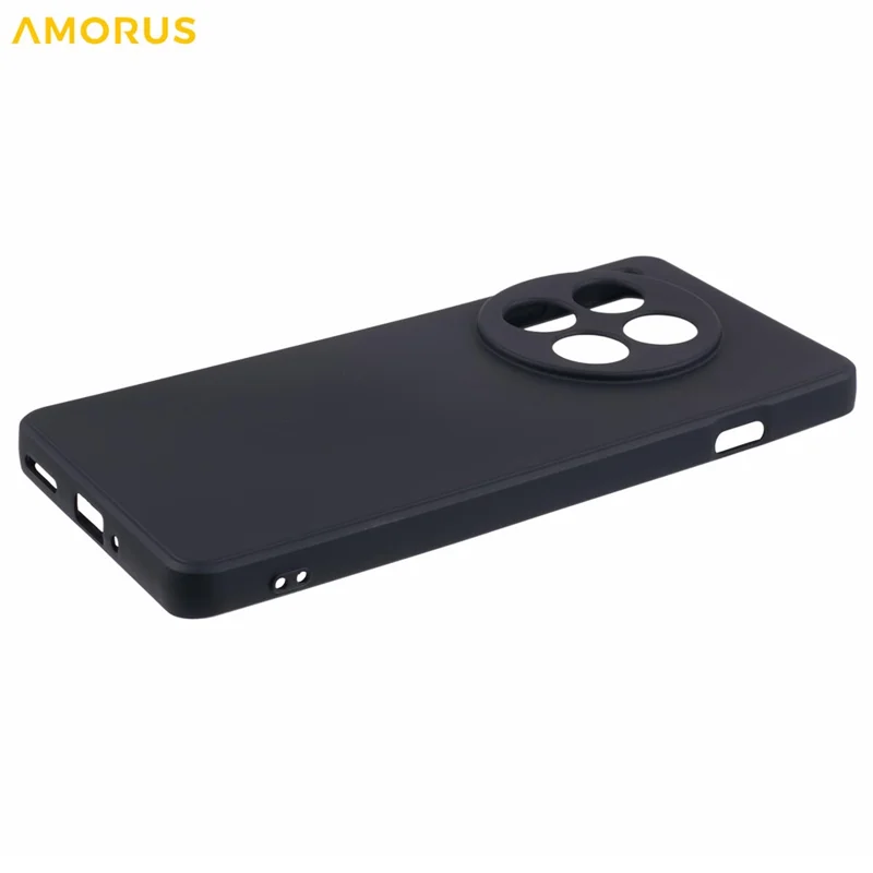 AMORUS For OnePlus Ace 3 5G Case Precise Cutouts TPU Fiber Lining Shockproof Phone Cover - Black