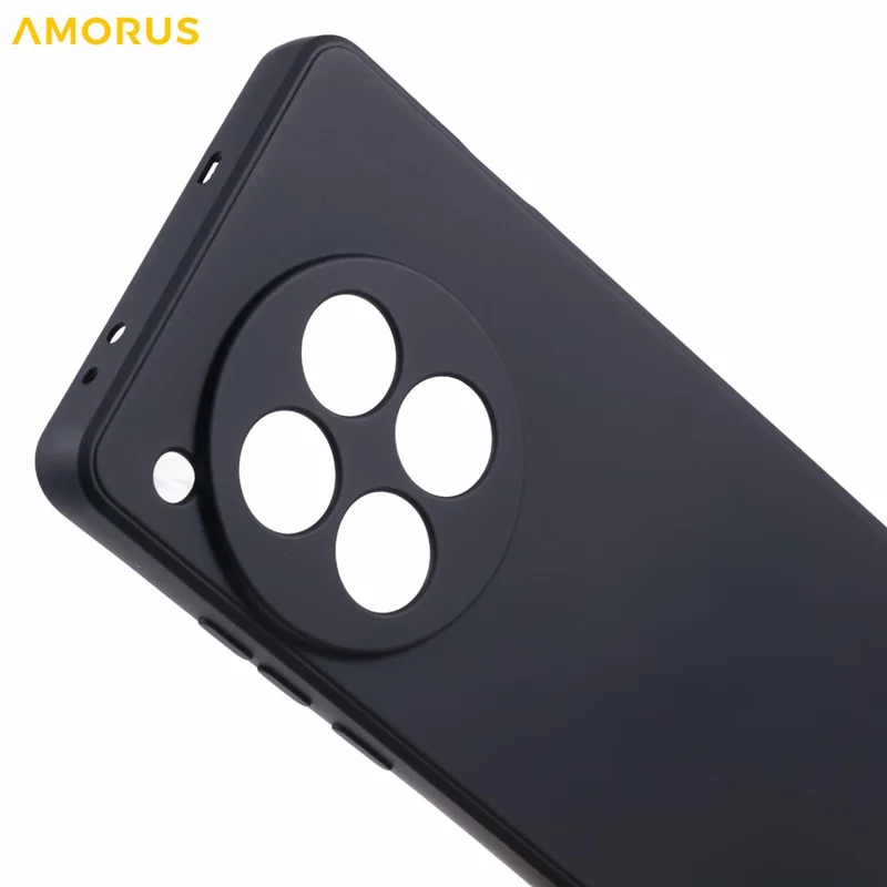 AMORUS For OnePlus Ace 3 5G Case Precise Cutouts TPU Fiber Lining Shockproof Phone Cover - Black