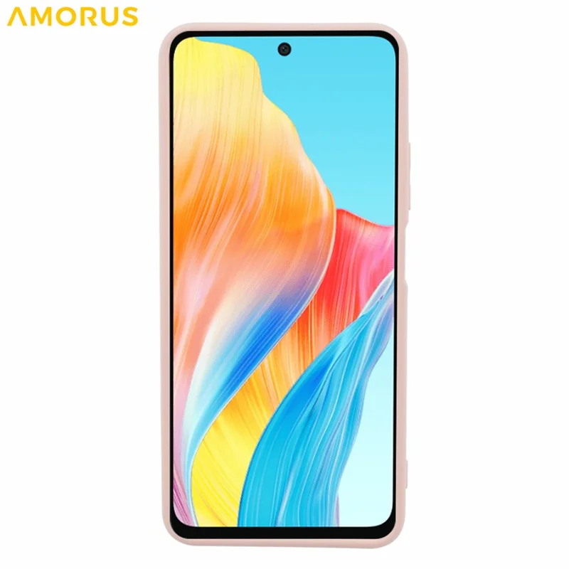 غطاء AMORUS لهاتف Oppo A58 4G، بفتحات دقيقة، بطانة من الألياف، غطاء واقي من مادة TPU - وردي