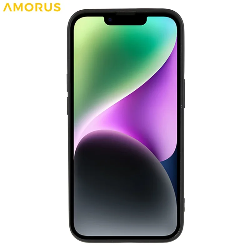 AMORUS Per iPhone 15 Plus Custodia Tagli Precisi Fodera in Fibra TPU Antiurto Custodia per Telefono - Nero