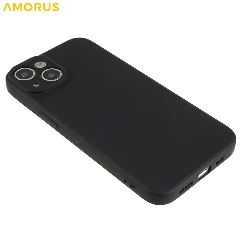 AMORUS Per iPhone 15 Plus Custodia Tagli Precisi Fodera in Fibra TPU Antiurto Custodia per Telefono - Nero