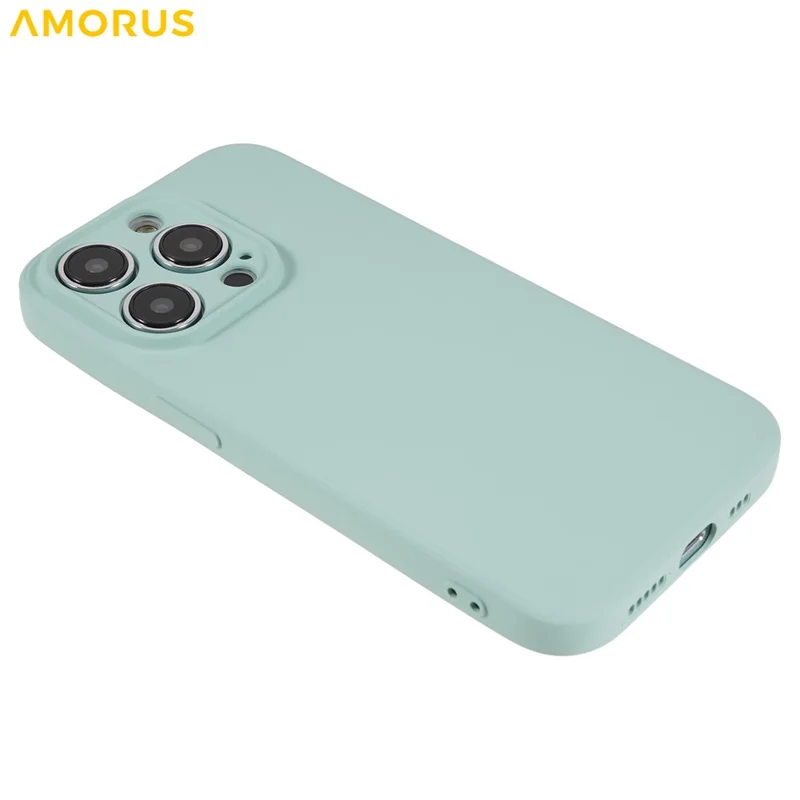 AMORUS Für iPhone 15 Pro Max Hülle Präzise Aussparungen TPU Faser Futter Stoßfeste Handyhülle - Baby Blau