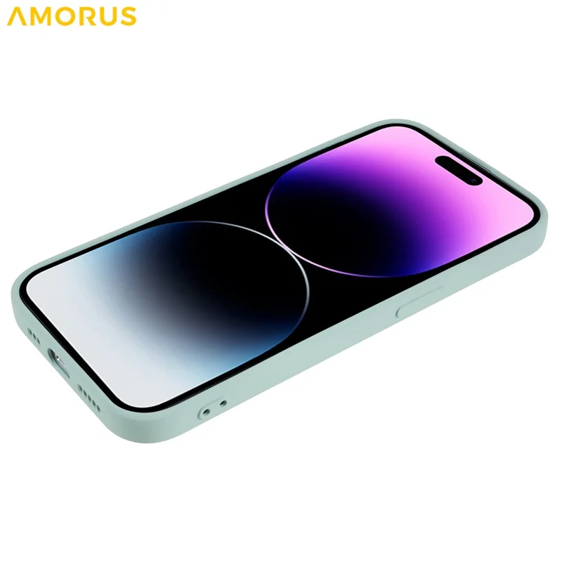 AMORUS Für iPhone 15 Pro Max Hülle Präzise Aussparungen TPU Faser Futter Stoßfeste Handyhülle - Baby Blau