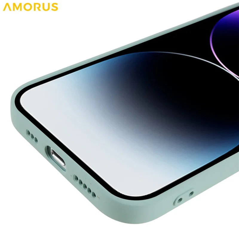 AMORUS Für iPhone 15 Pro Max Hülle Präzise Aussparungen TPU Faser Futter Stoßfeste Handyhülle - Baby Blau