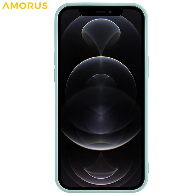 AMORUS Para iPhone 12 Pro Max Capa Recortes Precisos Forro de Fibra TPU Capa de Telefone à Prova de Choque - Azul Bebê