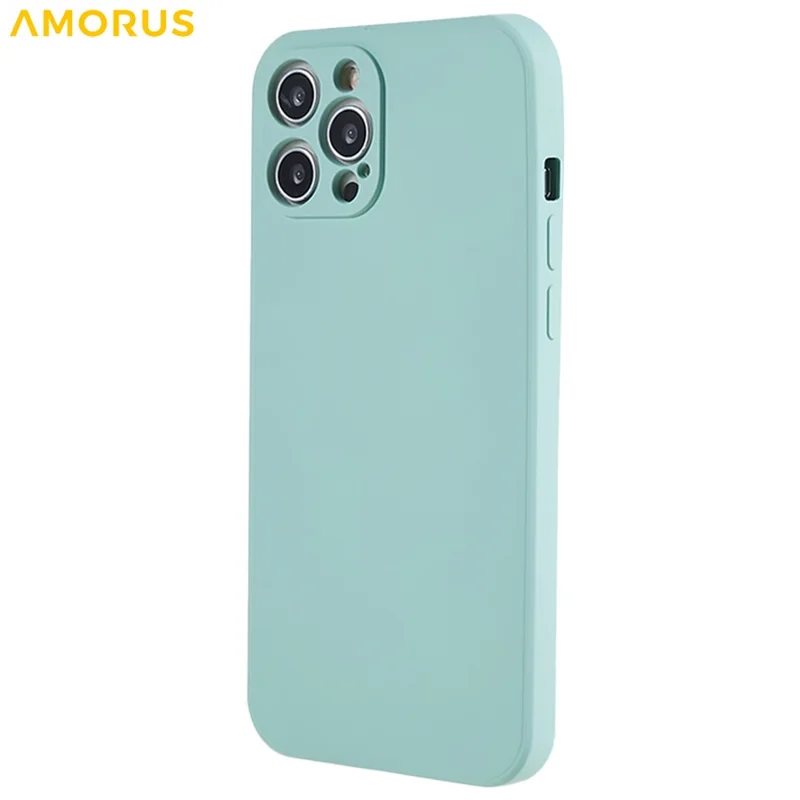 AMORUS Para iPhone 12 Pro Max Capa Recortes Precisos Forro de Fibra TPU Capa de Telefone à Prova de Choque - Azul Bebê