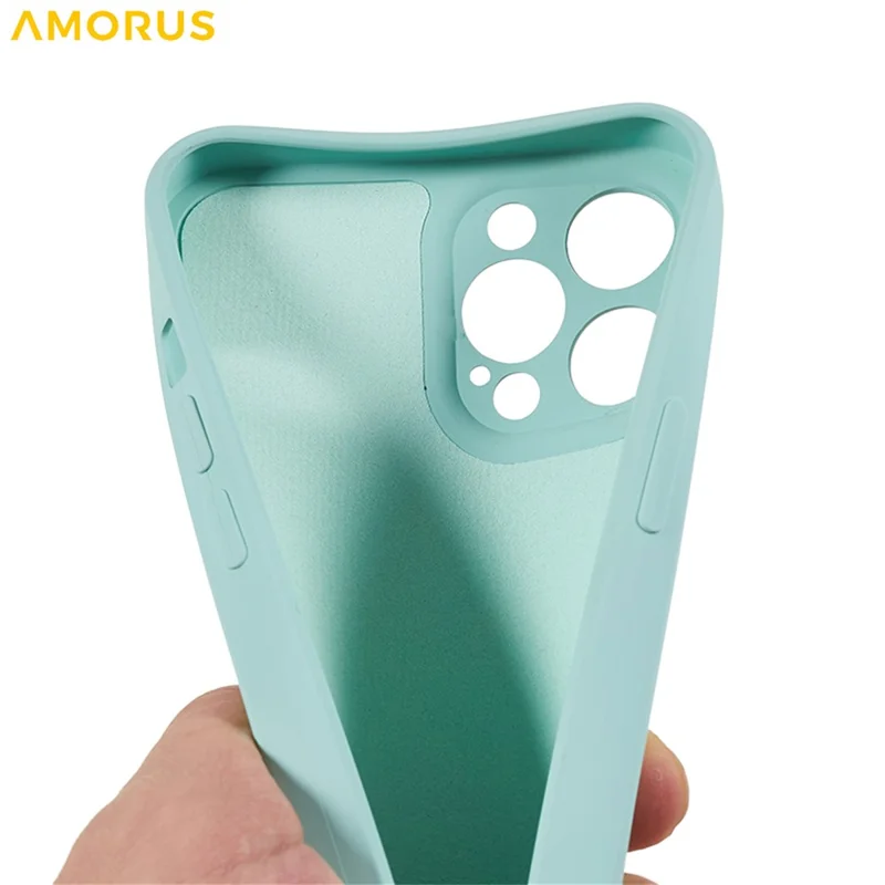 AMORUS Para iPhone 12 Pro Max Capa Recortes Precisos Forro de Fibra TPU Capa de Telefone à Prova de Choque - Azul Bebê