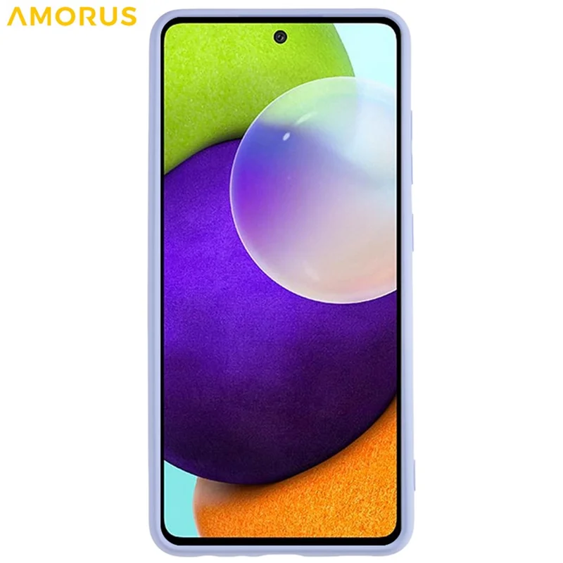 AMORUS Per Samsung Galaxy A52 4G / 5G / A52s 5G Custodia Tagli Precisi Rivestimento in Fibra TPU Antiurto Custodia per Telefono - Viola Chiaro