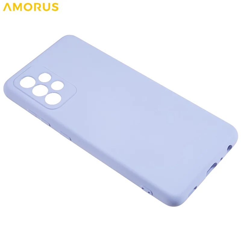 AMORUS Per Samsung Galaxy A52 4G / 5G / A52s 5G Custodia Tagli Precisi Rivestimento in Fibra TPU Antiurto Custodia per Telefono - Viola Chiaro