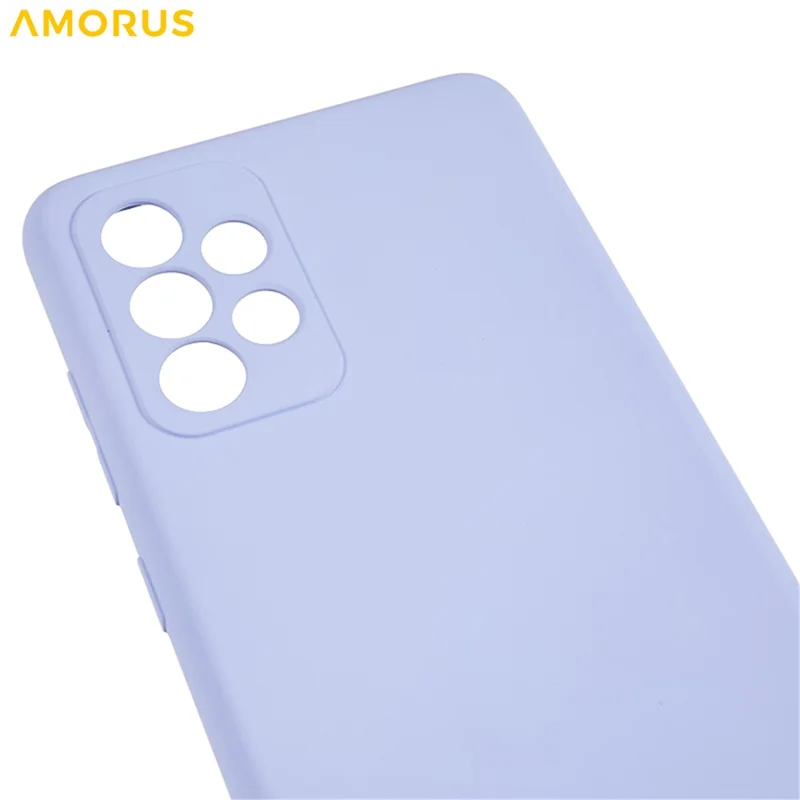 AMORUS Per Samsung Galaxy A52 4G / 5G / A52s 5G Custodia Tagli Precisi Rivestimento in Fibra TPU Antiurto Custodia per Telefono - Viola Chiaro