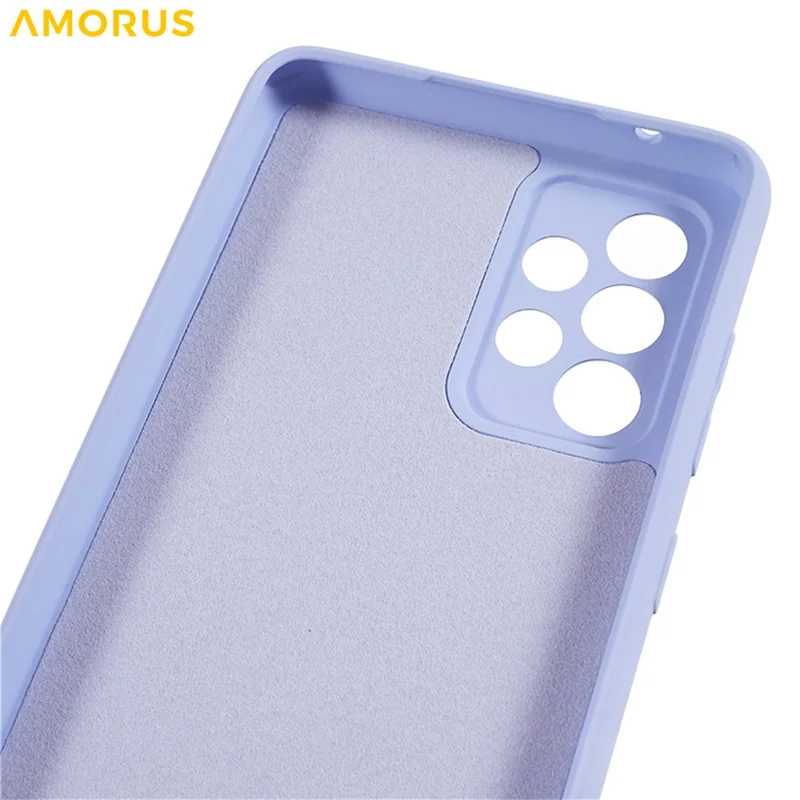 AMORUS Per Samsung Galaxy A32 5G / M32 5G Custodia Tagli Precisi Fodera in Fibra TPU Antiurto Custodia per Telefono - Viola Chiaro