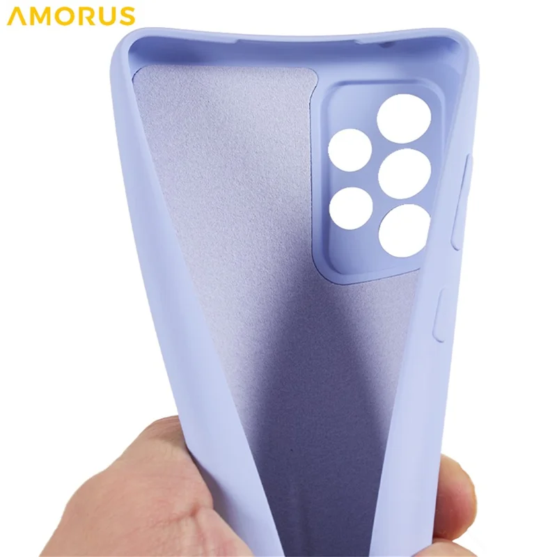 AMORUS Per Samsung Galaxy A32 5G / M32 5G Custodia Tagli Precisi Fodera in Fibra TPU Antiurto Custodia per Telefono - Viola Chiaro