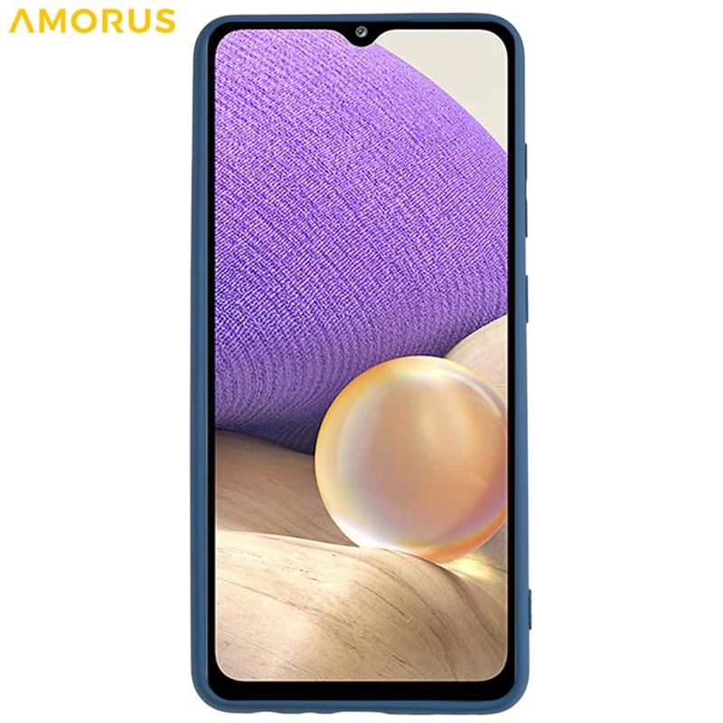 AMORUS For Samsung Galaxy A32 5G / M32 5G Case Precise Cutouts TPU Fiber Lining Shockproof Phone Cover - Sapphire