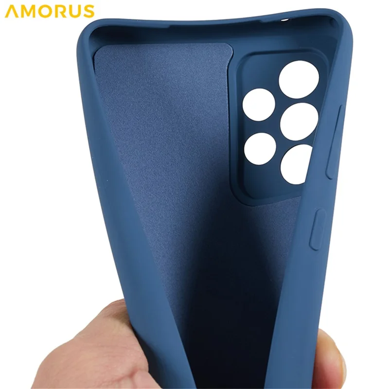 AMORUS For Samsung Galaxy A32 5G / M32 5G Case Precise Cutouts TPU Fiber Lining Shockproof Phone Cover - Sapphire