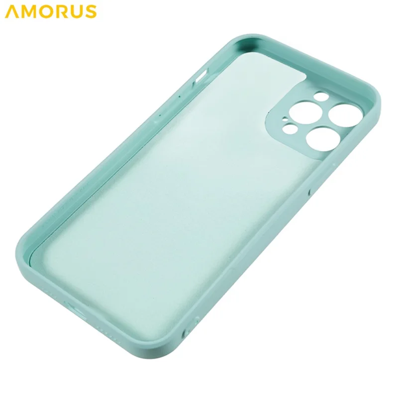 AMORUS Para Caso do iPhone 12 Pro Cortes Precisos Forro de Fibra TPU Capa de Telefone à Prova de Choque - Azul Bebê