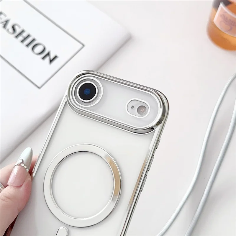 For iPhone Air Case Compatible with MagSafe Electroplating TPU Phone Cover with Long Lanyard - Gold