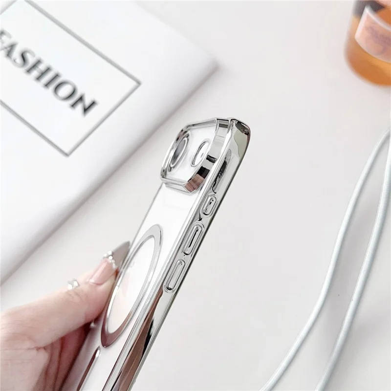 For iPhone Air Case Compatible with MagSafe Electroplating TPU Phone Cover with Long Lanyard - Gold