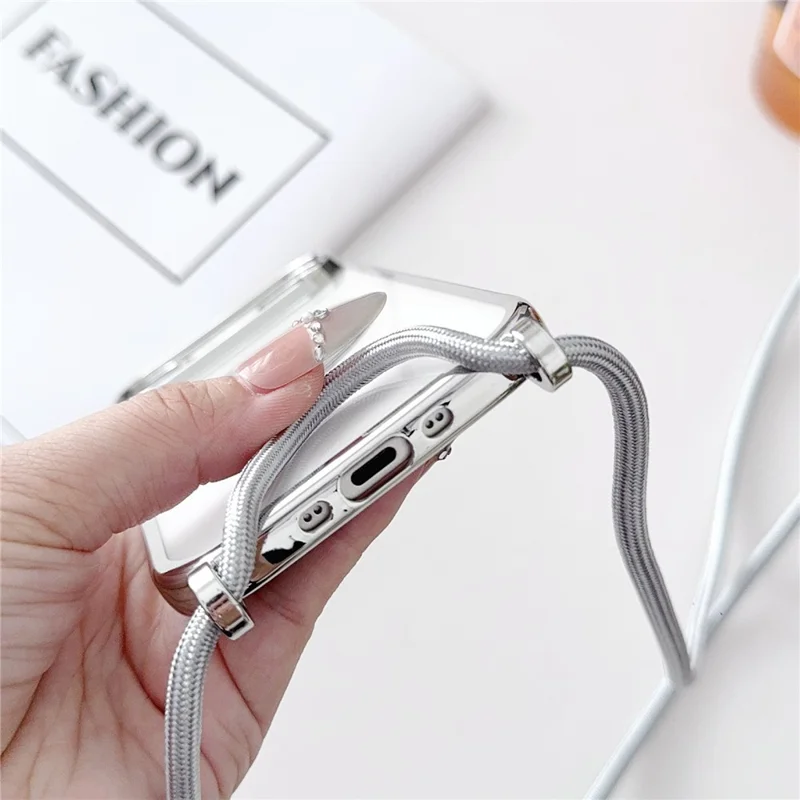For iPhone Air Case Compatible with MagSafe Electroplating TPU Phone Cover with Long Lanyard - Gold