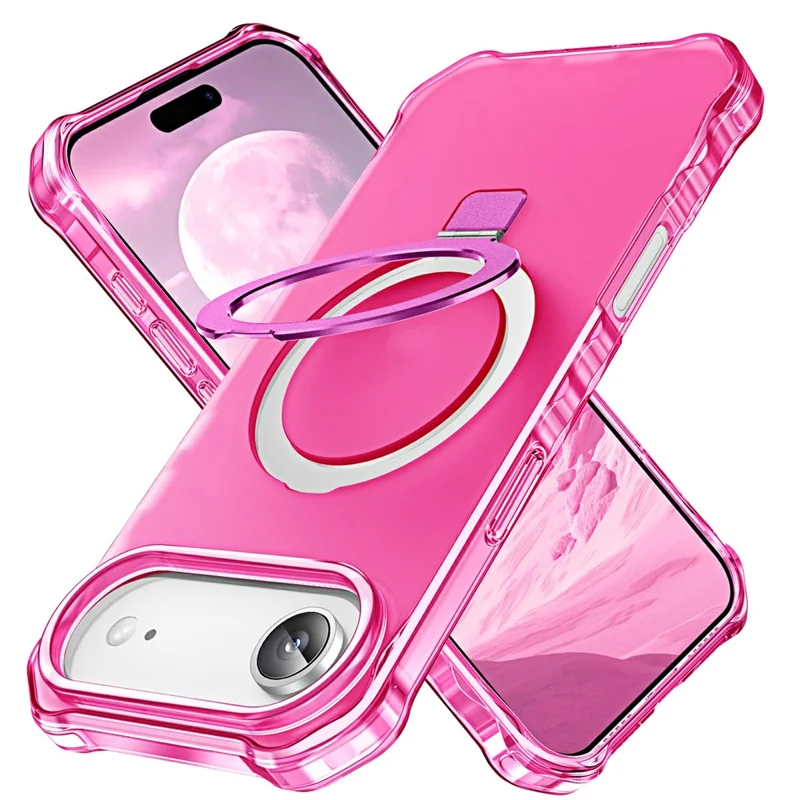 For iPhone Air Case Compatible with MagSafe Matte Kickstand Hybrid Phone Cover Small Wavy Edge - Rose