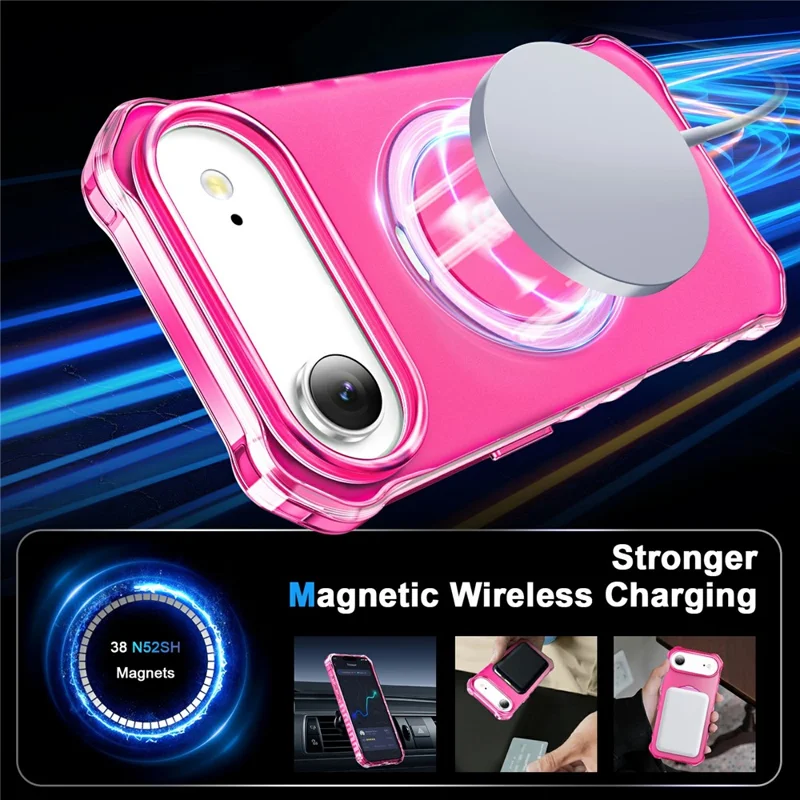 For iPhone Air Case Compatible with MagSafe Matte Kickstand Hybrid Phone Cover Small Wavy Edge - Rose