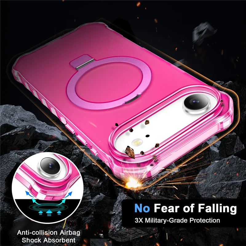 For iPhone Air Case Compatible with MagSafe Matte Kickstand Hybrid Phone Cover Small Wavy Edge - Rose