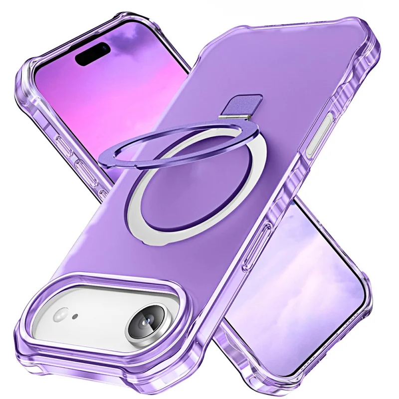 For iPhone Air Case Compatible with MagSafe Matte Kickstand Hybrid Phone Cover Small Wavy Edge - Purple