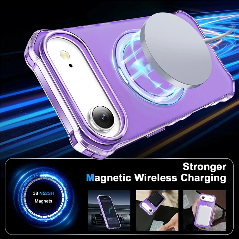 For iPhone Air Case Compatible with MagSafe Matte Kickstand Hybrid Phone Cover Small Wavy Edge - Purple