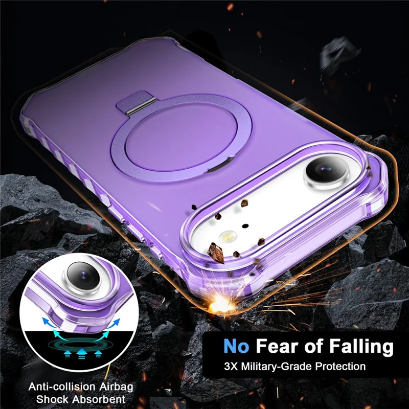 For iPhone Air Case Compatible with MagSafe Matte Kickstand Hybrid Phone Cover Small Wavy Edge - Purple