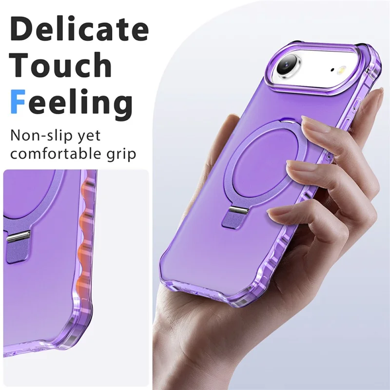 For iPhone Air Case Compatible with MagSafe Matte Kickstand Hybrid Phone Cover Small Wavy Edge - Purple