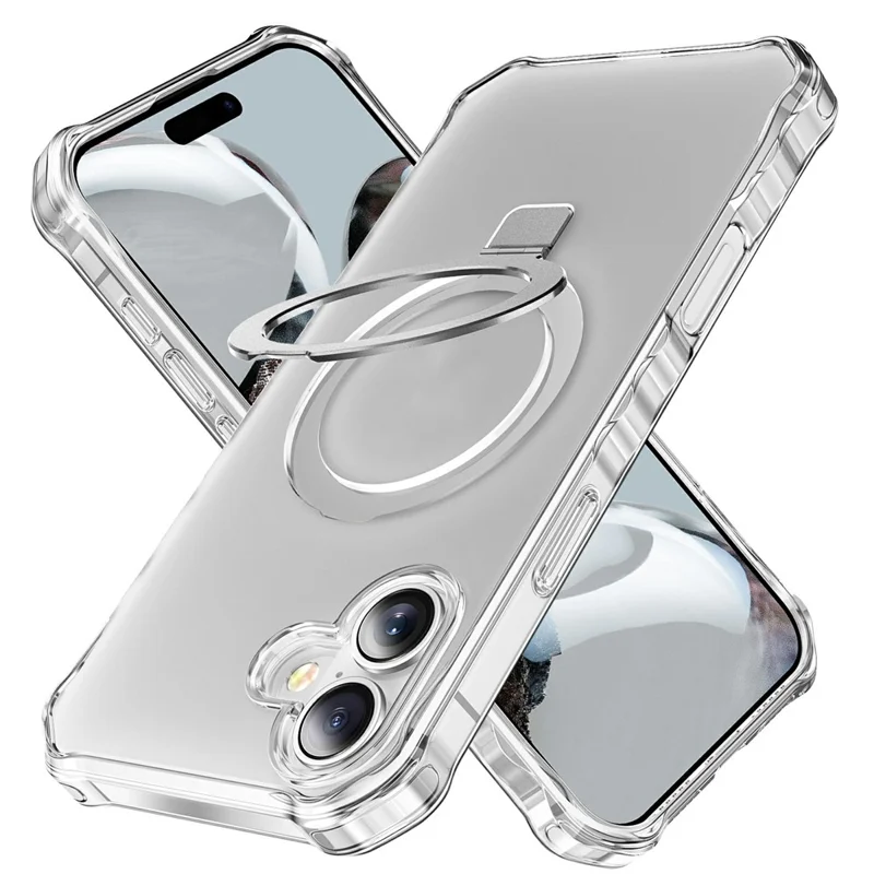 For iPhone 17 Case Compatible with MagSafe Matte Kickstand Hybrid Phone Cover Small Wavy Edge - Grey