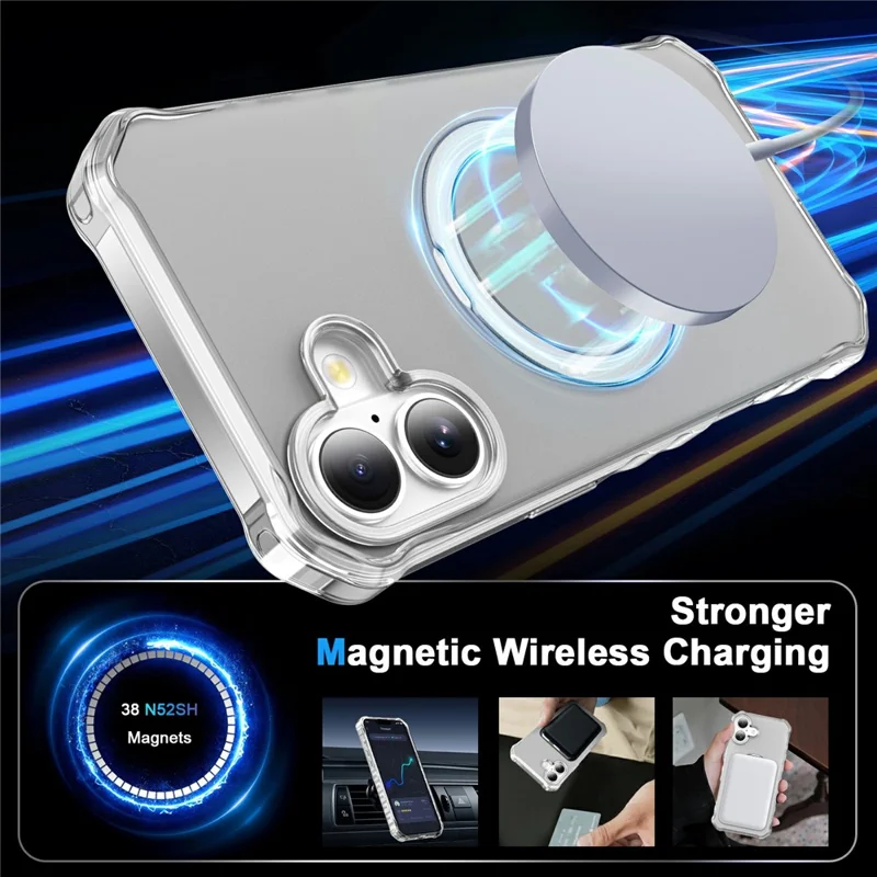 For iPhone 17 Case Compatible with MagSafe Matte Kickstand Hybrid Phone Cover Small Wavy Edge - Grey