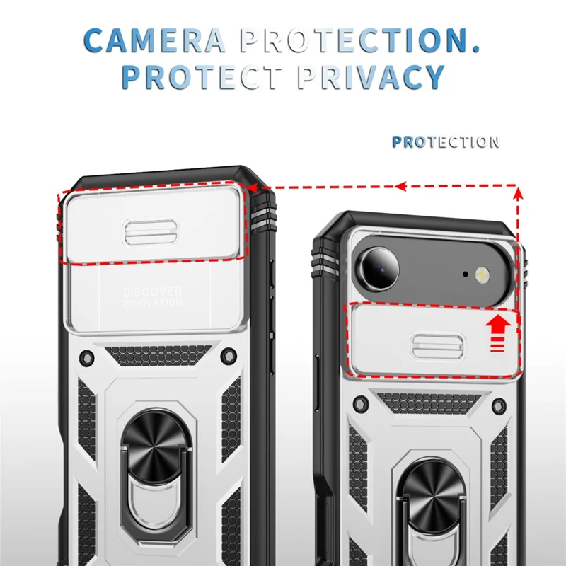 For iPhone Air Case TPU + PC Slide Camshield Kickstand Phone Cover - Hvid