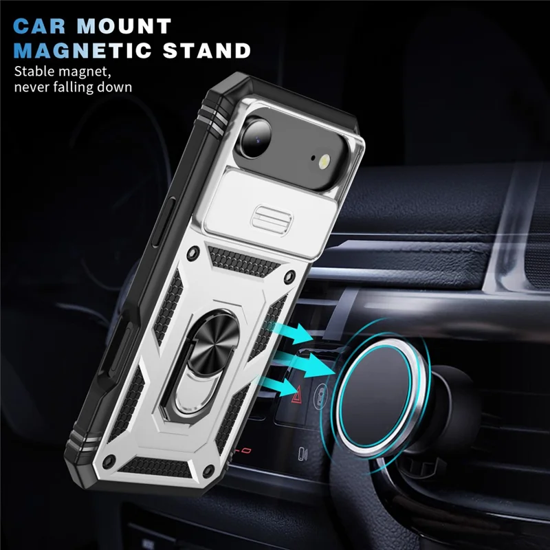 For iPhone Air Case TPU + PC Slide Camshield Kickstand Phone Cover - Hvid
