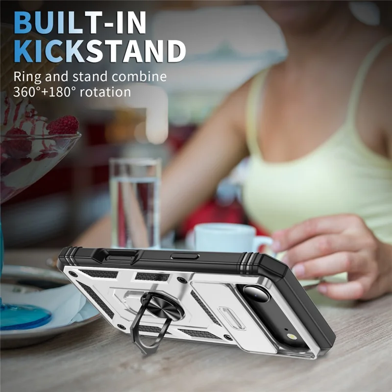 For iPhone Air Case TPU + PC Slide Camshield Kickstand Phone Cover - Hvid