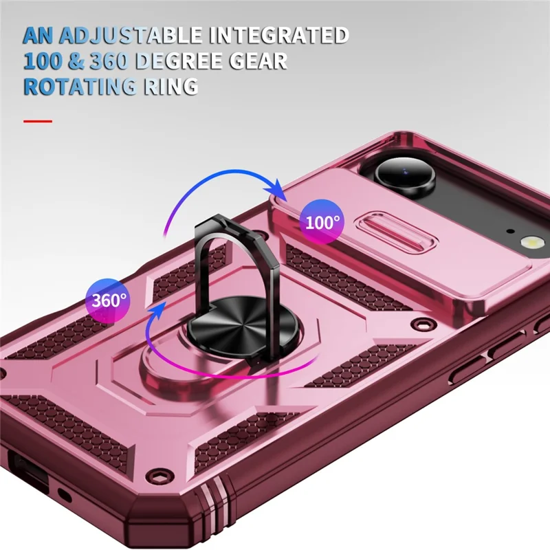 For iPhone Air Case TPU + PC Slide Camshield Kickstand Phone Cover - Dark Red